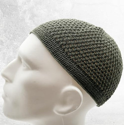 ESERRA Kufi Hats for Men and Women with 99 Tasbih Prayer Beads, Muslim Thick Breathable Skull Cap, Tasbeeh, Prayer Cap - color: Green