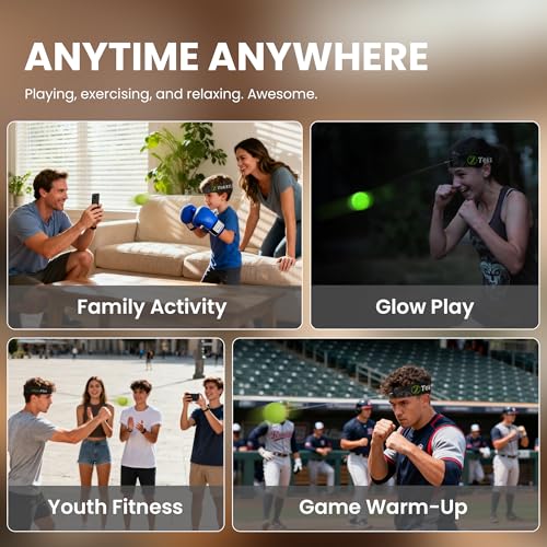 GlowFlex™ Boxing Reflex Ball with Headband & Counter App, Glow-in-the-Dark | Beginner-friendly larger ball, painless sink design & textured grip. Audio-counting App with seasonal prize events.