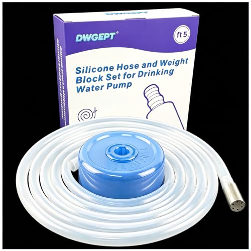 Silicone Tube and Weight Block Set for 5 Gallon Jug Bottle Water Dispenser | Food grade replacement silicone tubing & weighted block with most USB 5 gallon water jug pump, keep stable water supply daily - size: 5 ft