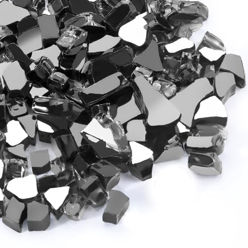 Fire Glass 20lbs, 1/2 Inch Black Reflective Fire Pit Rocks | Glass Rocks for Fire Pit Table, Fireplace Rocks, High Luster and Heat Resisitant - color: Black, 1/2 Inch, size: 20 Pounds