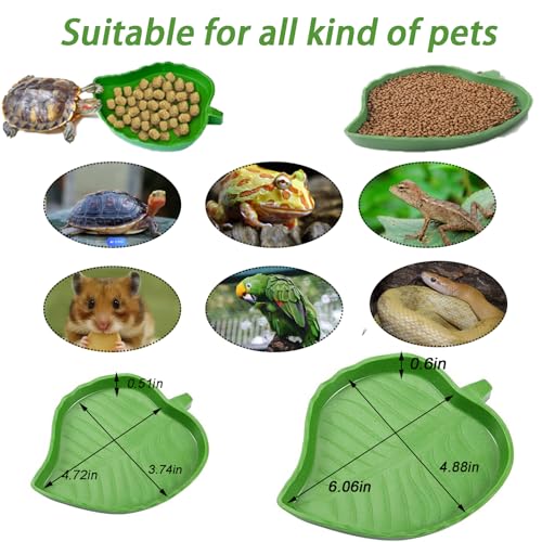 3PCS Tortoise Water Bowls with Ramp Leaf Tortoise Food Dish Reptile Food Water Bowls Reptile Bathing Pool Aquarium Ornament for Gecko, Snake, Turtle, Bearded Dragon, Lizard Small - size: Small