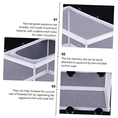 Mikikit 3pcs Fish Isolation Box Cups for Breeding Fish Aquarium Mesh Hatchery Net for Safe Separation