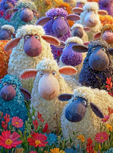 Cross & Glory | 1000 Piece Jigsaw Puzzles for Adults | All Eyes on Ewe - color: All Eyes on Ewe