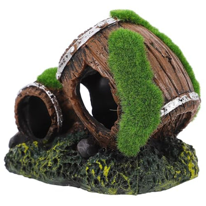 Resin Aquarium Ornaments Broken Wine Barrel Fish Cave Hideout Small Fish Tank Decoration Landscaping Prop for Shrimp