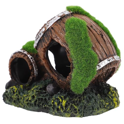 Resin Aquarium Ornaments Broken Wine Barrel Fish Cave Hideout Small Fish Tank Decoration Landscaping Prop for Shrimp