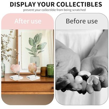 4 PCS Adjustable Metal Arm Rock Display Stand, Acrylic Crystal Holder | Clear Crystal Display Stands with Acrylic Base, for Geodes Mineral Agate and Small Collectibles, 2 x 2 x 3.5 Inch