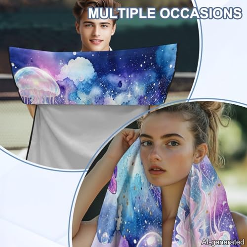Sea Turtle Print Towel Automotive Seat Covers Jellyfish Print Athletic Towels for Car Seats with Storage Bag Absorbent Microfiber Towels Universal Fit Truck Sedan SUV - color: Blue-Sea Turtle Jellyfish