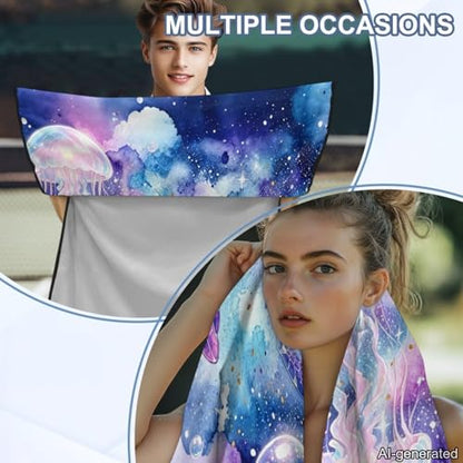Sea Turtle Print Towel Automotive Seat Covers Jellyfish Print Athletic Towels for Car Seats with Storage Bag Absorbent Microfiber Towels Universal Fit Truck Sedan SUV - color: Blue-Sea Turtle Jellyfish