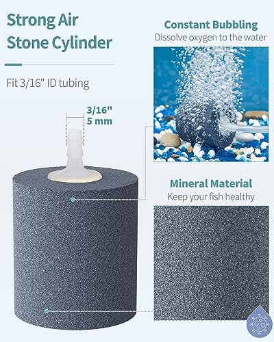 Pawfly Aquarium Air Stone 2 Inch Fish Tank Air Stone Bubbler Cylindrical Bubble Release Tool Oxygen Diffuser for Air Pump Fish Tank Bucket Small Pond and DWC System, 2 Pack - size: 2x2" (2 Pack)