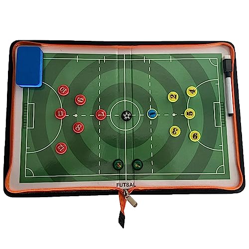 Futsal Soccer Coaching Board Magnetic with Marker, Football Tactics Board Portable, Foldable Soccer Clipboard for Coaches with Player Markers & Pen
