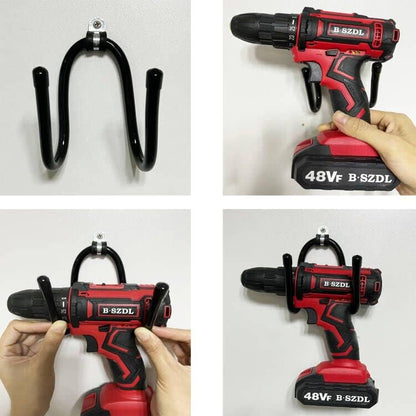 AUXPhome Power Tool Organizer - Wall Mount Garage Storage Rack, Hanger Hooks for Drills, Cables, Accessories & Tool Box - Holds 4 Drills