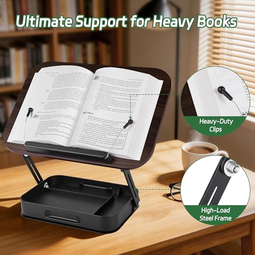 Rotating Book Stand with Storage, 360 Swivel Book Holder for Desk, Heavy Bible Stand Black - style: Book Stand(Storage)