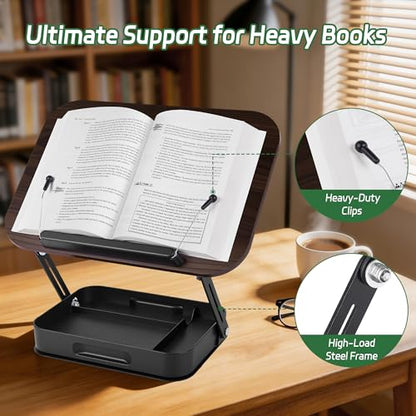 Rotating Book Stand with Storage, 360 Swivel Book Holder for Desk, Heavy Bible Stand Black - style: Book Stand(Storage)