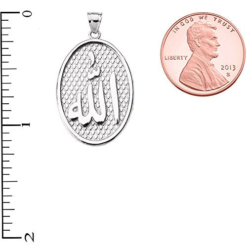 Middle Eastern Jewelry Islamic Arabic script Allah Engravable Sterling Silver Oval Pendant Necklace with chain