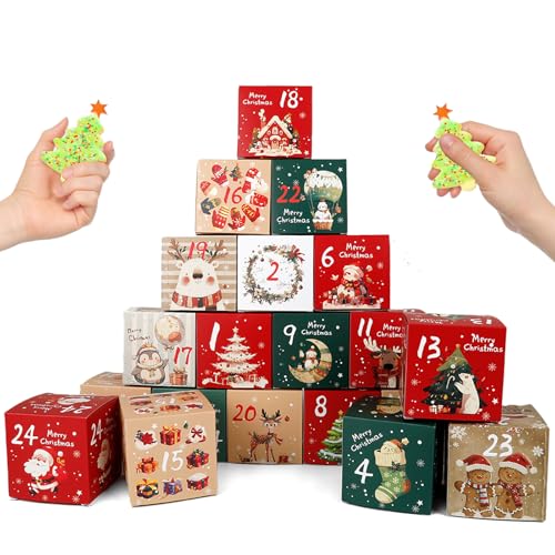 ONESING DIY 2025 Christmas Advent Calendar Boxes - 24 Days Countdown Calendar Gift for Adults and Kids Christmas Colorful Cardboard Number Boxes Make & Fill Your Own Advent Calendar Boxes-24 Pcs - color: Style-G