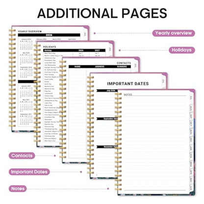 Planner 2026–2027, Academic Monthly Weekly Spiral Calendar, July 2026 – June 2027, Hardcover Agenda Notebook with Tabs, 6.3" x 8.5", Perfect for Students, Teachers, School & Daily Planning - Twilight Bloom - color: A-Twilight Bloom, size: (6.3"x8.5")a5