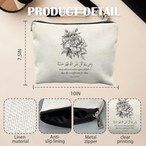 Black and White Floral Islamic Makeup Bag Gifts for Women - color: Black and White Floral Islamic