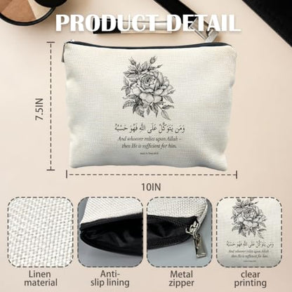 Black and White Floral Islamic Makeup Bag Gifts for Women - color: Black and White Floral Islamic