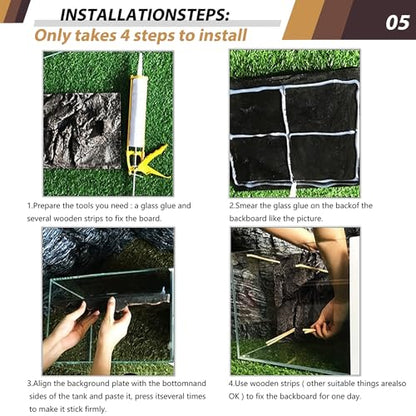 23.6x17.7in Rock Terrarium Background,3D Reptile Tank Background Board,Amphibian Stereo Backdrop Wall,Lizard Snake Gecko Spider Turtle Fish pet silo Background Decorative Panel(Yellow) - color: yellow-23.6"* 11.8"（1pcs）
