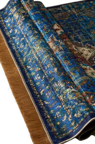 Blue Velvet Carpet Seccade Prayer Rug One Size Multicolor Polyester - Multicolor