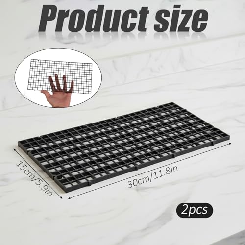 Skrfren 2PCS Fish Tank Divider Aquarium Plastic Grid Divider Tray Plastic Egg Crate Grid Isolation Board Partition Bottom Black Filter Tray (30 x 15cm)