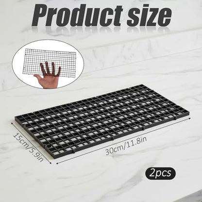 Skrfren 2PCS Fish Tank Divider Aquarium Plastic Grid Divider Tray Plastic Egg Crate Grid Isolation Board Partition Bottom Black Filter Tray (30 x 15cm)