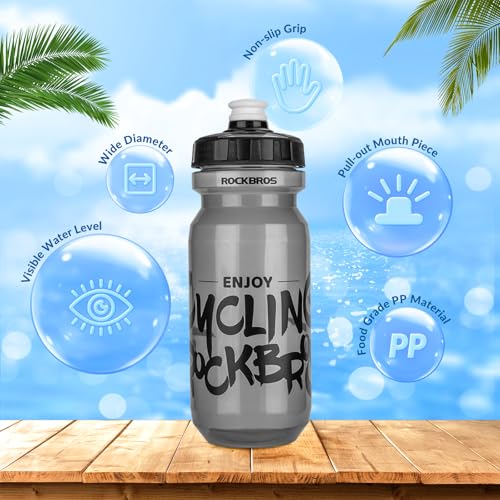 ROCKBROS Bike Water Bottle, 20-25oz Squeeze Cycling Water Bottle, BPA Free for Bicycle Running Hiking Gym & Outdoor Activities - color: 20oz Grey Black