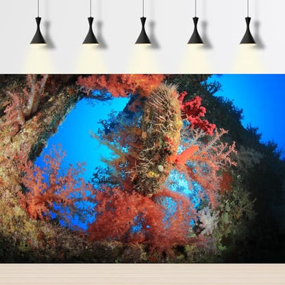 3 Pack Aquarium Background Corals Reef Fish Tank Background Underwater Ocean Floor Terrarium Background Undersea World Cartoon Style Aquarium Fish Tank Background Cloth 36x18in - size: 36(W)x18(H)inches/ 90(W)*45cm(H)