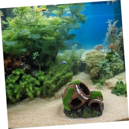 Broken Barrel Aquarium Decoration Resin Fish Tank Ornament Betta Fish Cave Hideout Reptile Tank Decorative Shelter for Shrimp