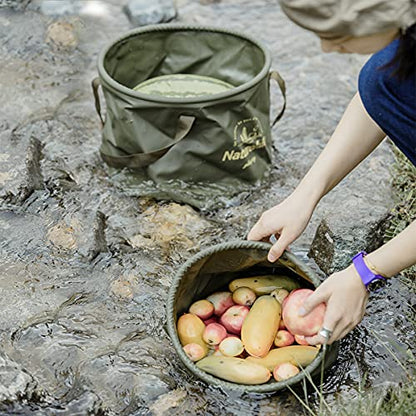 Naturehike Multifunctional Collapsible Water Basin, Folding Tub, Portable Bin, Lightweight Foldable Bucket with Handles for Camping, Dish Washing, Laundry, Fishing, Hiking - color: Army Green