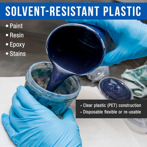 TCP Global 32 oz. (1000ml) Graduated Plastic Mixing Cups (Box of 25) - Disposable Plastic Measuring Cups for Liquids, Paints, Resin, Epoxy, Art, Kitchen - Ratios 2-1, 3-1, 4-1 ML