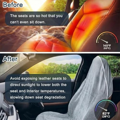 Car Seat Towel Cover, 2pcs Universal Front Seat Protector for Cars, SUVs and Trucks, Sweat Towel Car Seat Cover for Gym, Yoga, Swimming, Pets and Family Travel, Light Gray - color: Light-gray