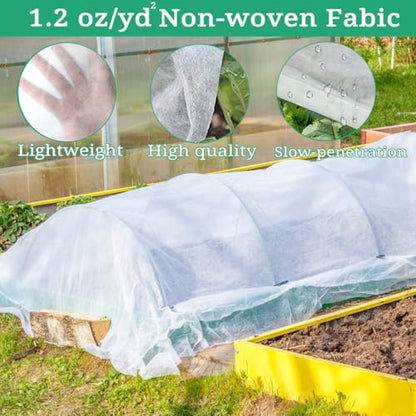 Plant Covers Freeze Protection with Ultra Fine Mesh Reusable Floating Row Cover for Plants Vegetables Flowers Fruits Frost Sun Protection 1.2oz/yd² (6.5x10ft,2pc) - size: 6.5x10ft,2pc
