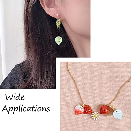 LiQunSweet 100 Pcs Glass Crystal Charms Glitter Mini Plant Leaf Charm for Jewelry Making DIY Accessories - color: Leaf Glass Charm_100 Pcs