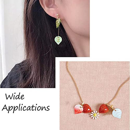 LiQunSweet 100 Pcs Glass Crystal Charms Glitter Mini Plant Leaf Charm for Jewelry Making DIY Accessories - color: Leaf Glass Charm_100 Pcs