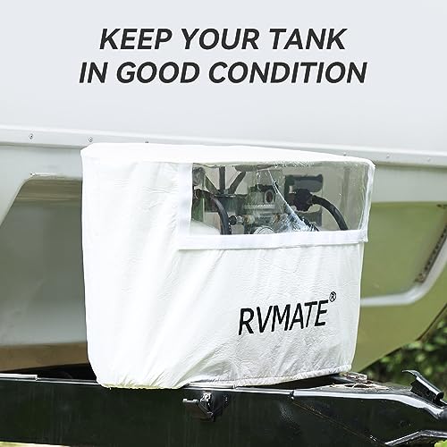 RV Propane Tank Cover, White, Fits 20LB Dual Propane Tanks | Waterproof, Anti-UV, For RV/Trailer/Camper Accessories