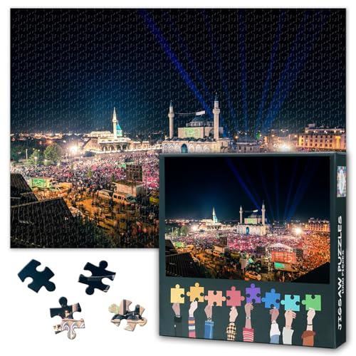 Jigsaw Puzzle 1000 Pieces for Adults Turkey Mosque Islamic Wall Decor Canvas Art Style Modern Home Decor Large Piece Puzzle for Adults and Teens 27.5x19.7 Inch - color: Artwork-10