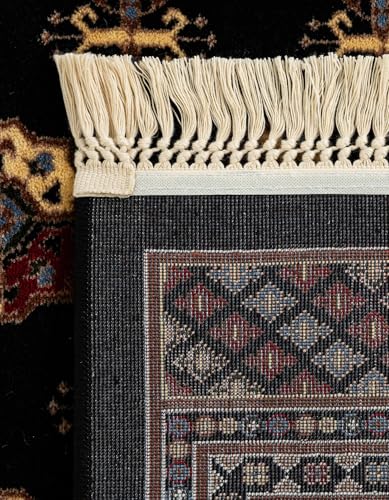 Rugs.com Bokhara Collection Rug – 6 Ft Runner Black Medium-Pile Rug Perfect for Hallways, Entryways - color: Black, size: 2' x 6' Runner