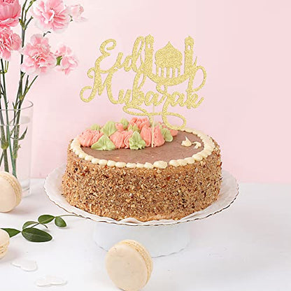 1 Pack Eid Mubarak Cake Topper Gold Glitter Moon Star Hajj Eid Cake Picks Islamic Muslim Festival Ramadam Kareem Party Cake Decorations Supplies - color: Gold-4