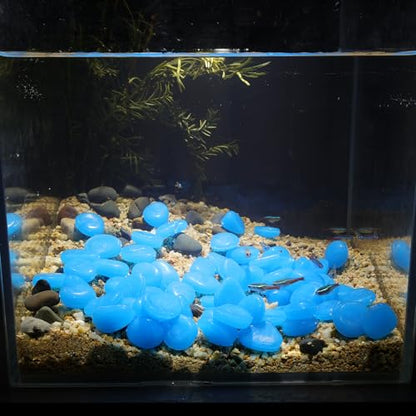Oubest Fish Tank Rocks Glow Blue/Glow in The Dark Pebbles for Garden/Fish Tank/Aquarium/Plant Pots/Bonsai Walkway/Driveway 200pcs - color: blue