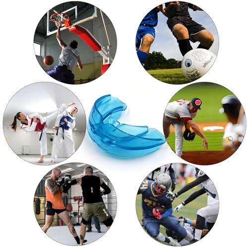 Double Braces Orthodontic Mouth Guard Sport Mouthguard for Football, Basketball, Baseball, MMA, Taekwondo, Wrestling, Adult, Blue
