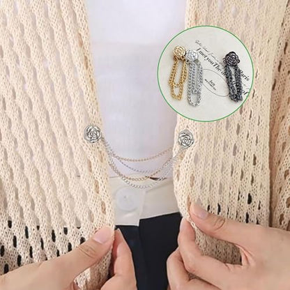 Magnetic Clips for Clothing - 6 Pcs Strong Hijab Magnets, No Damage Shirt & Sweater Clip, Adjustable Pant Hem Cincher with Chain for Women