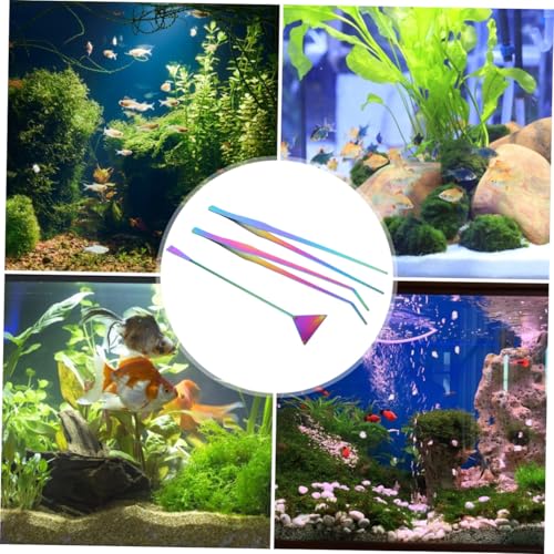 3Pcs Aquarium Cleaning Tools Set Durable Stainless Steel Tweezers Spatula Kit for Easy Fish Tank Maintenance Water Plant Care Rustproof Convenient to Store