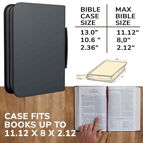 DEHITE Bible Cover Case for Men – Bible Carrying Case for Men – Grey Extra Large Holder – Bag Fits Book 11.12 x 8 x 2.12 in – Pen Slots – Zippered Pocket – Premium Faux Leather – Christian Gift - size: Extra Large Grey