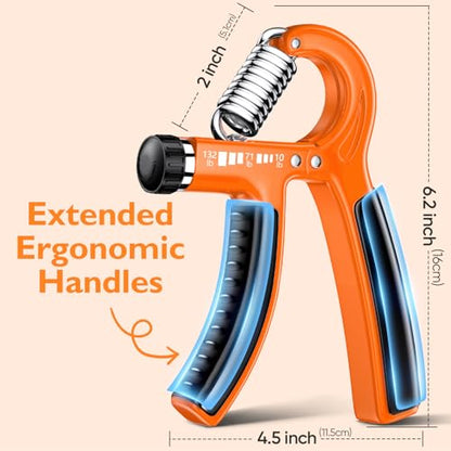 FitBeast Grip Strengthener 팔뚝 강화제, 근력 훈련 및 재활을 위한 조절 가능한 핸드 그립 강화제, 4.5-59.9kg(10-132파운드) 저항, 운동 선수 및 물리 치료에 이상적 (1개) - color: 주황색.