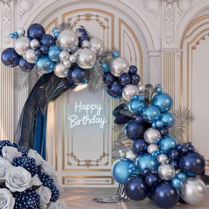 Blue Silver Balloons for Boys Baby Shower Gender Reveal Mens Birthday Party - color: Blue Silver, size: 50 Pcs