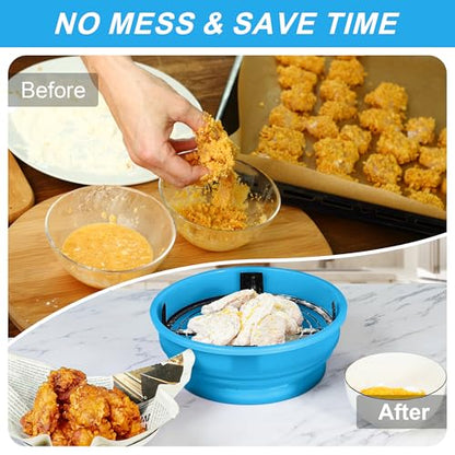 Collapsible Batter Bowl - Breading Bowl Shaker with Lid, Sky Blue - color: Sky Blue