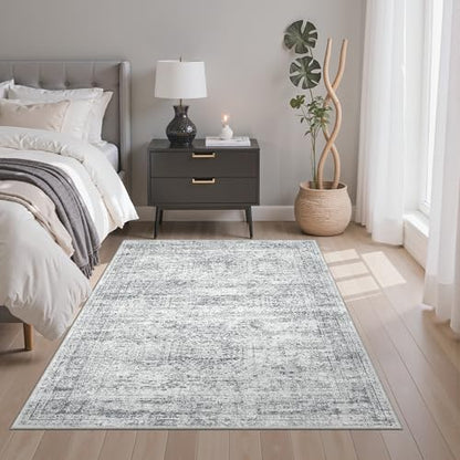 Soalmost 3x5 Rugs Non-Slip, Small Washable Kitchen Entryway Area Rug Grey - color: Grey, size: 3' x 5' (Rectangular)