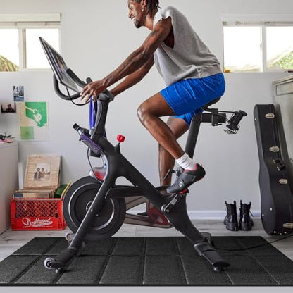 Mat for Exercise Bike Treadmill Walking Pad on Carpet 63x30,Compatible with Peloton, 1/4" Indoor Bike Trainer Mat for Hardwood Floors, Spin Stationary Bike, Equipment Stability, Noise Shock Absorption - size: 63"L x 29.5"W x 0.24"Th