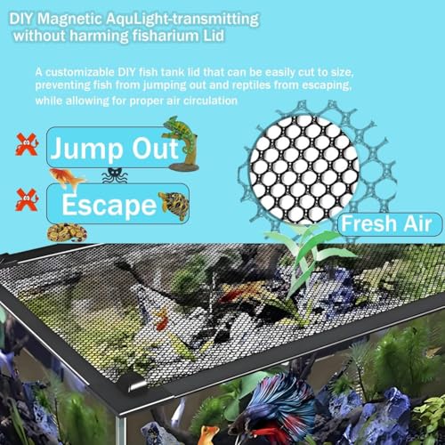 DIY Magnetic Aquarium Lid Fish Tank Hood Top Cover Anti-Jumping Net Cover Mesh to Protect Fish Jumping Out of Fish Tan